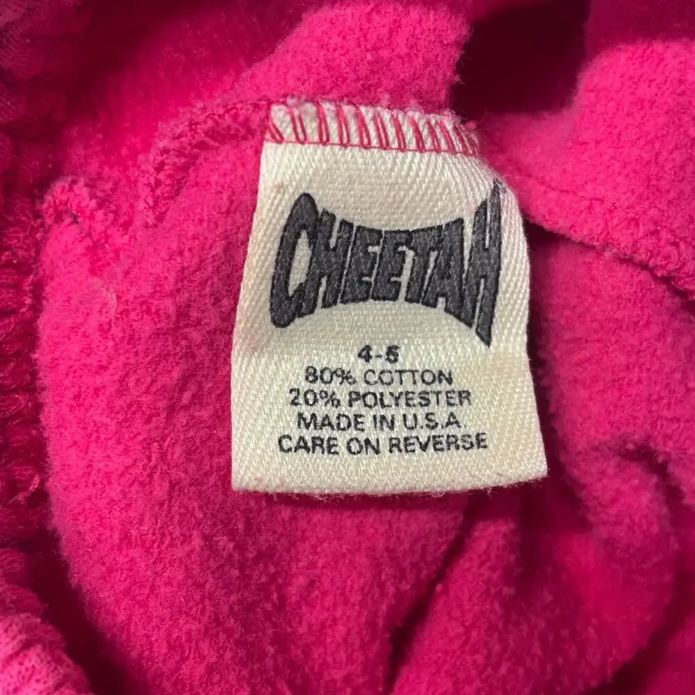 Vintage Cheetah Sweatsuit Kids Girls 4-5 Pink 2 Piece Set Track Made in USA